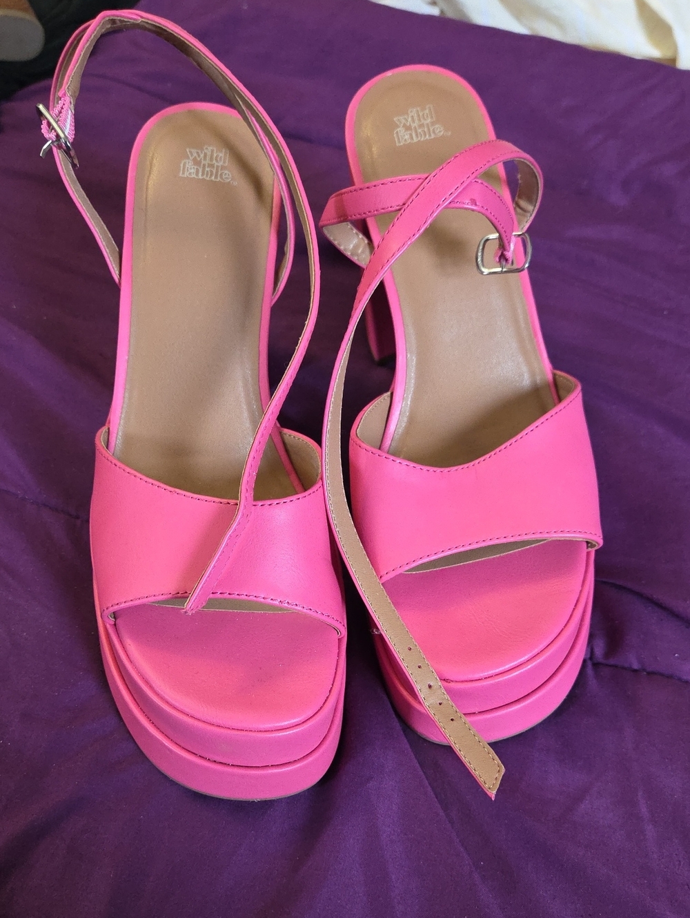 wild fable Hot Pink Platform Sandals with Ankle Strap